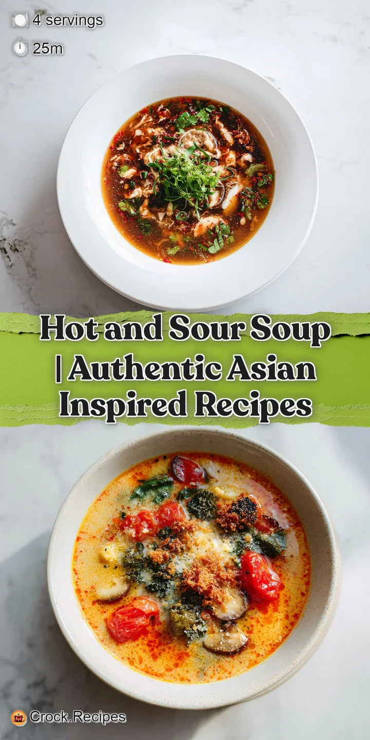 A close-up of silken tofu strands and earthy mushrooms in a glossy, dark hot and sour soup, hinting at a spicy kick.