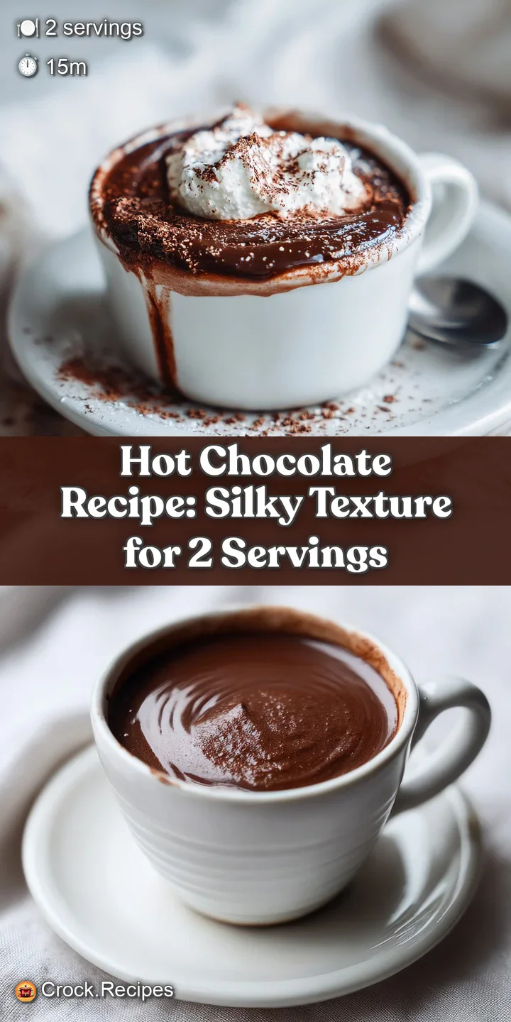 A close-up reveals the creamy texture of decadent hot chocolate, its surface rippled with melted marshmallows and rich cho...