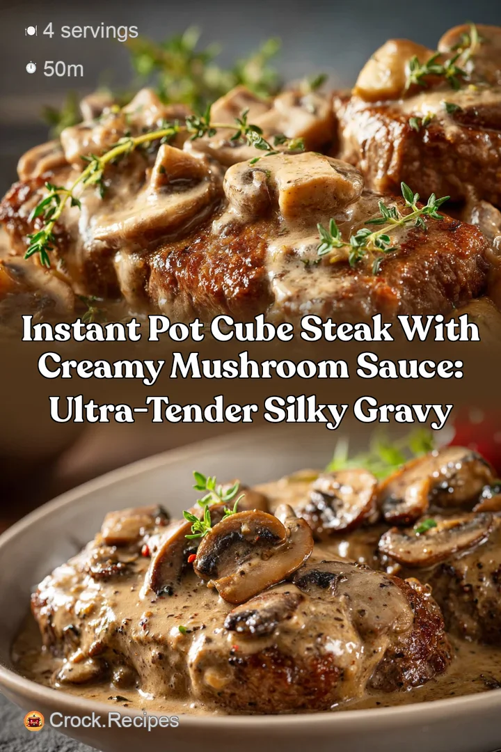 Instant Pot Cube Steak with Creamy Mushroom Sauce: Ultra-Tender Silky Gravy