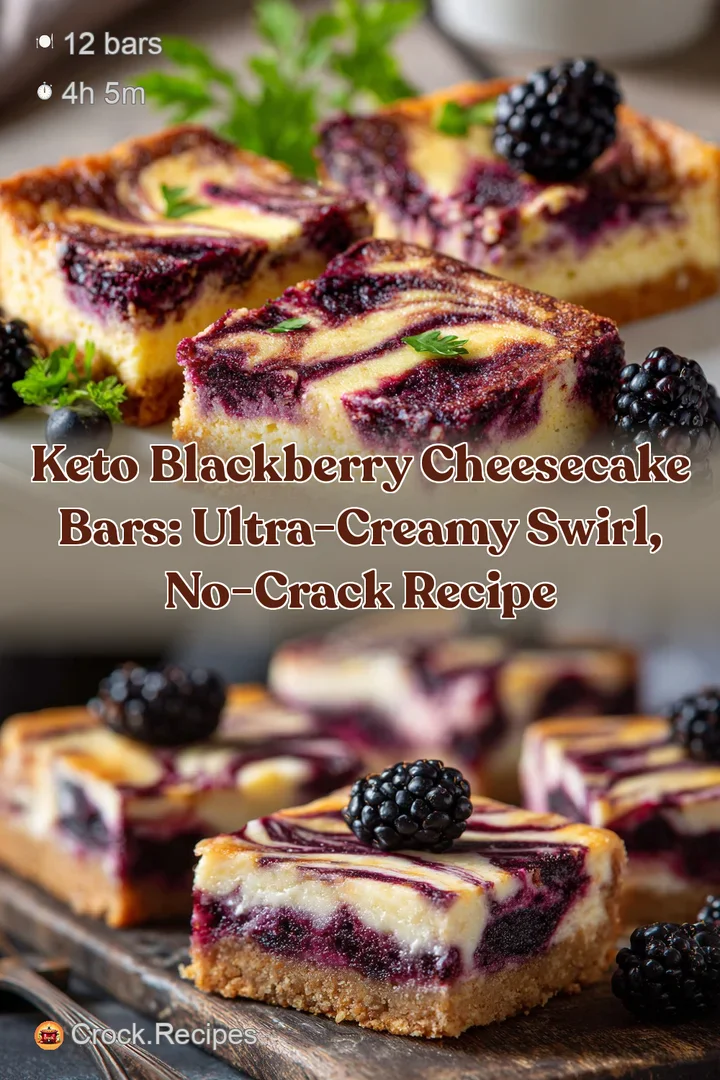 Keto Blackberry Cheesecake Bars: Ultra-Creamy Swirl No-Crack Recipe