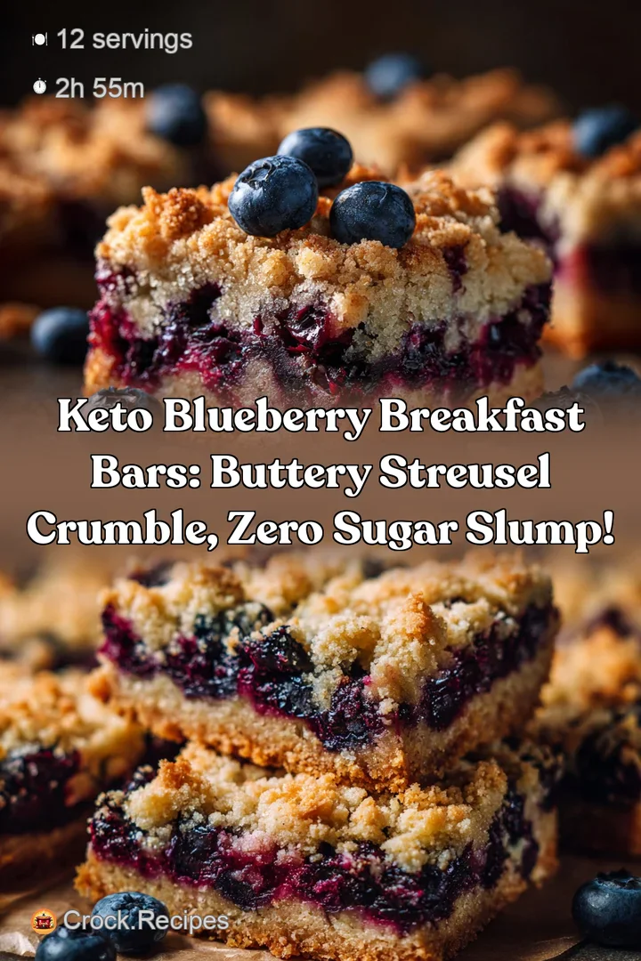 Keto Blueberry Breakfast Bars: Buttery Streusel Crumble Zero Sugar Slump!