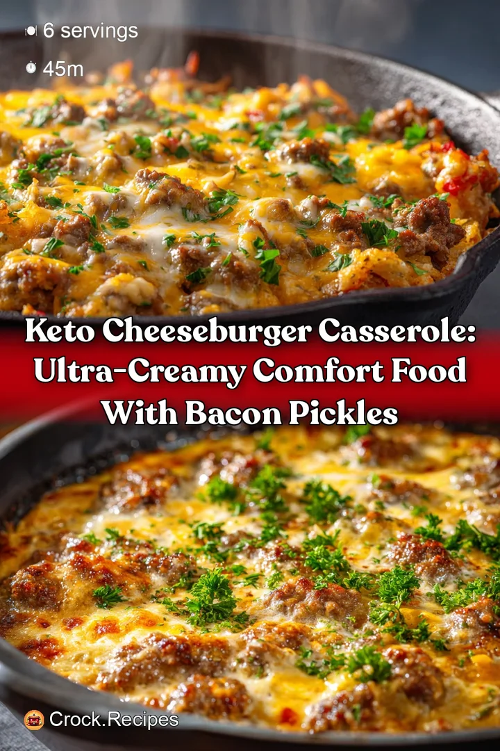 Keto Cheeseburger Casserole: Ultra-Creamy Comfort Food with Bacon Pickles