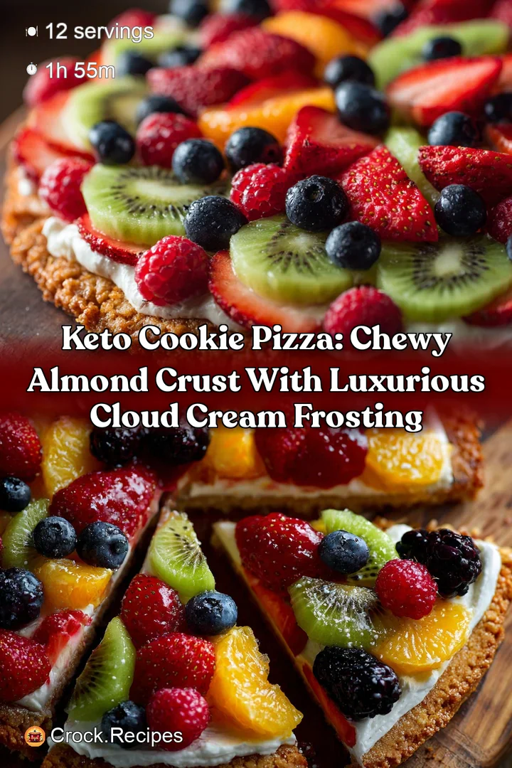 Keto Cookie Pizza: Chewy Almond Crust with Luxurious Cloud Cream Frosting