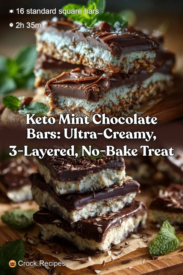 Keto Mint Chocolate Bars: Ultra-Creamy 3-Layered No-Bake Treat