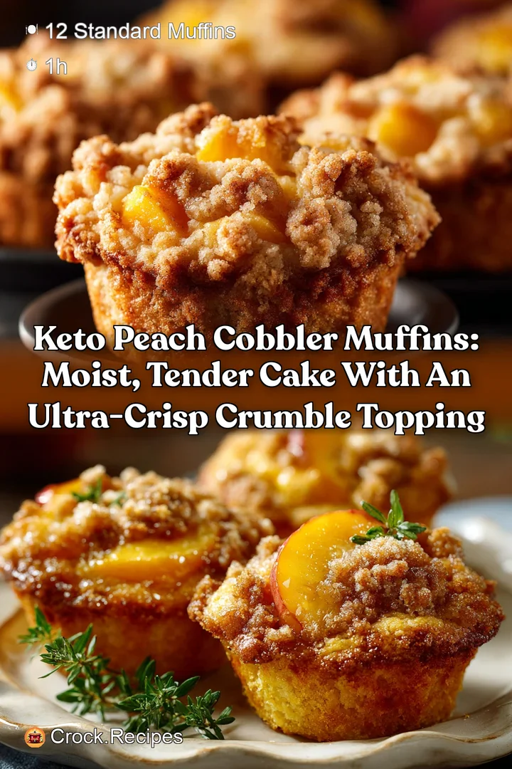 Keto Peach Cobbler Muffins: Moist Tender Cake with an Ultra-Crisp Crumble Topping