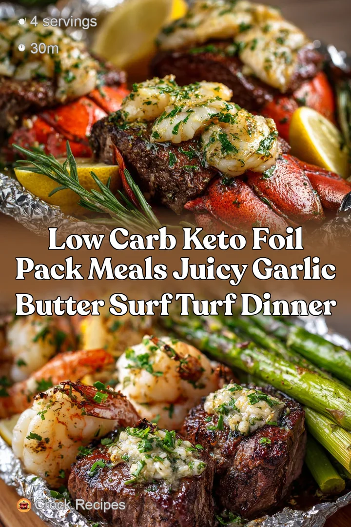 Low Carb Keto Foil Pack Meals Juicy Garlic Butter Surf Turf Dinner