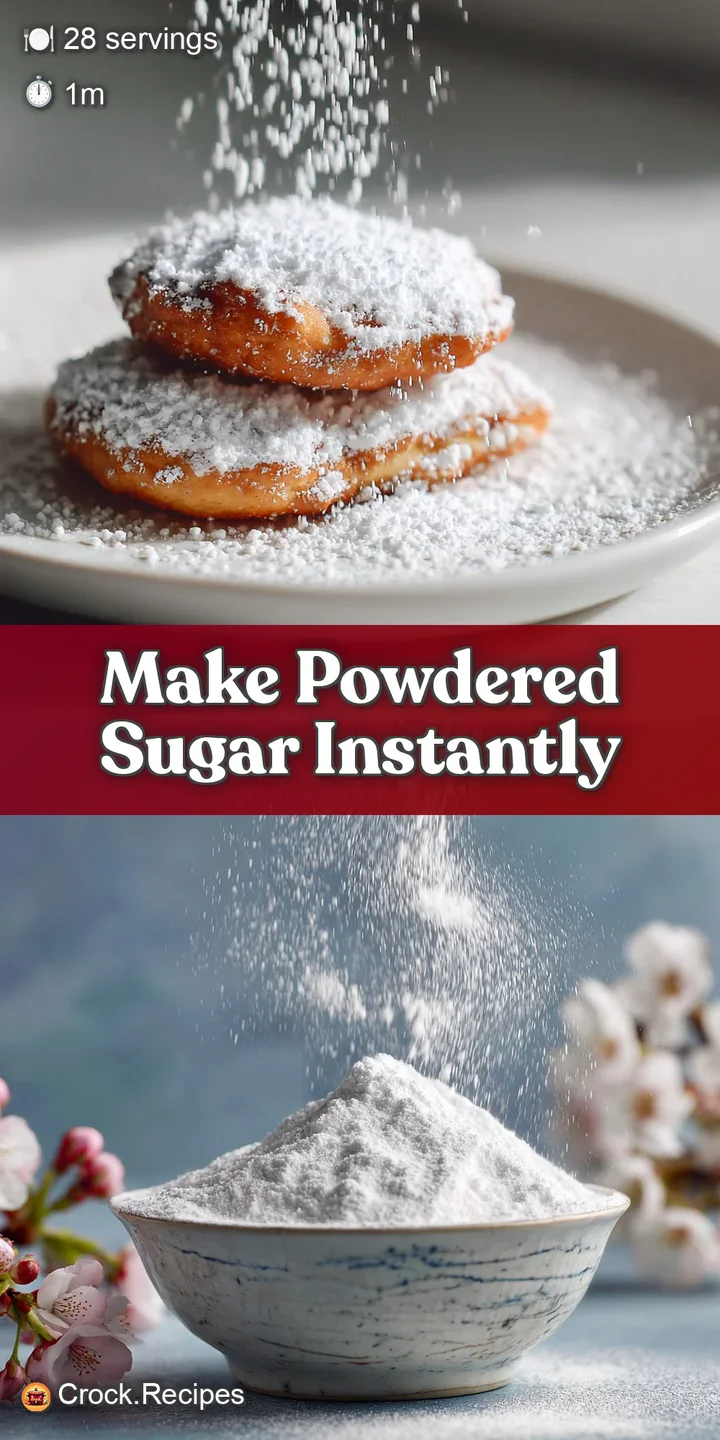 Close-up of freshly made powdered sugar, showcasing its silky-smooth texture and the light reflecting off the tiny, gliste...