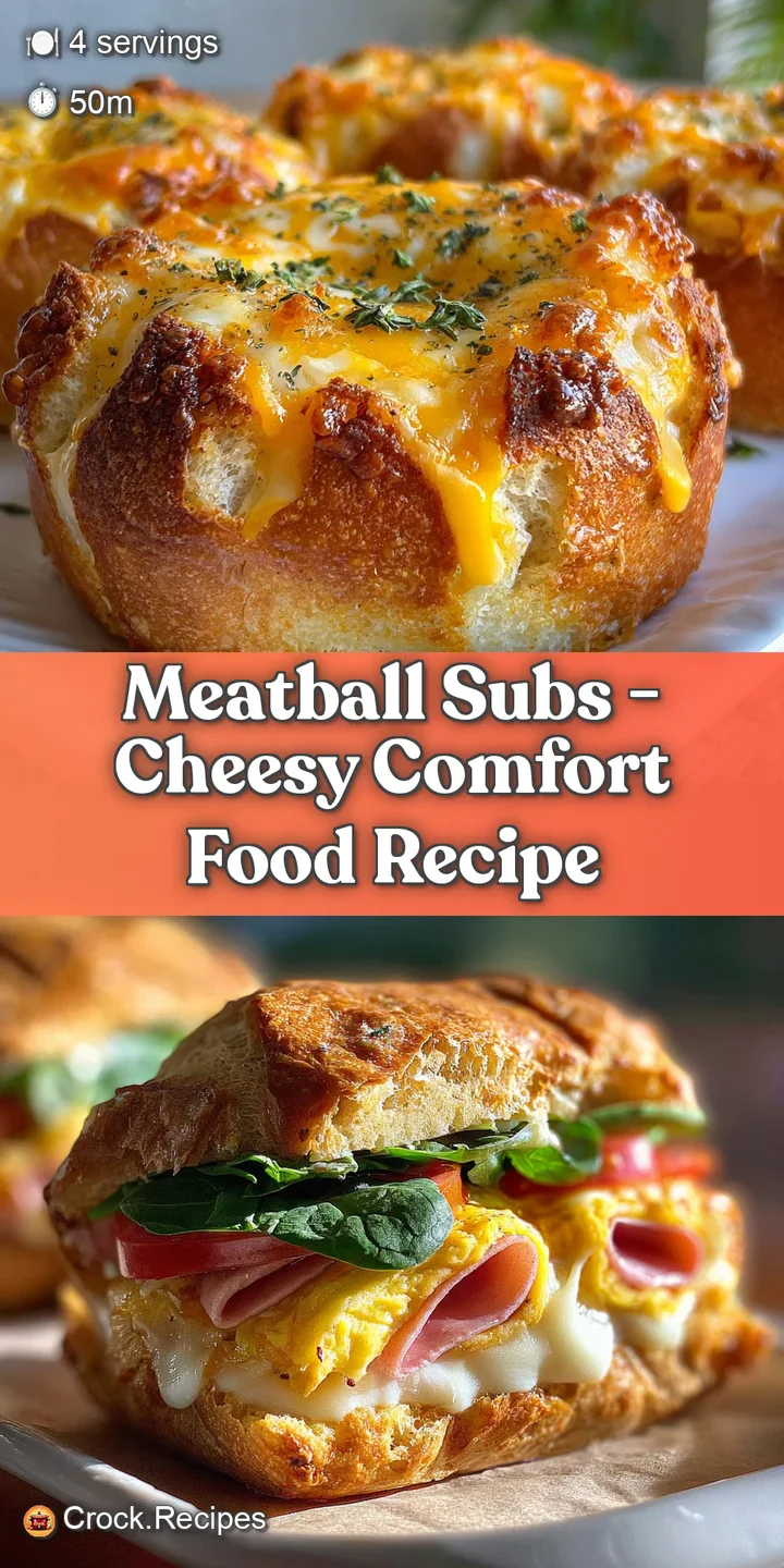 Close-up of a meatball sub oozing with melted cheese and chunky tomato sauce, highlighting the savory filling.