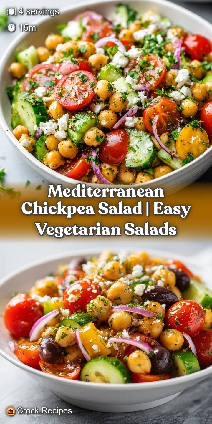 Close-up of a Mediterranean chickpea salad. See glistening olive oil, plump chickpeas, and bright vegetables. Fresh, vibra...