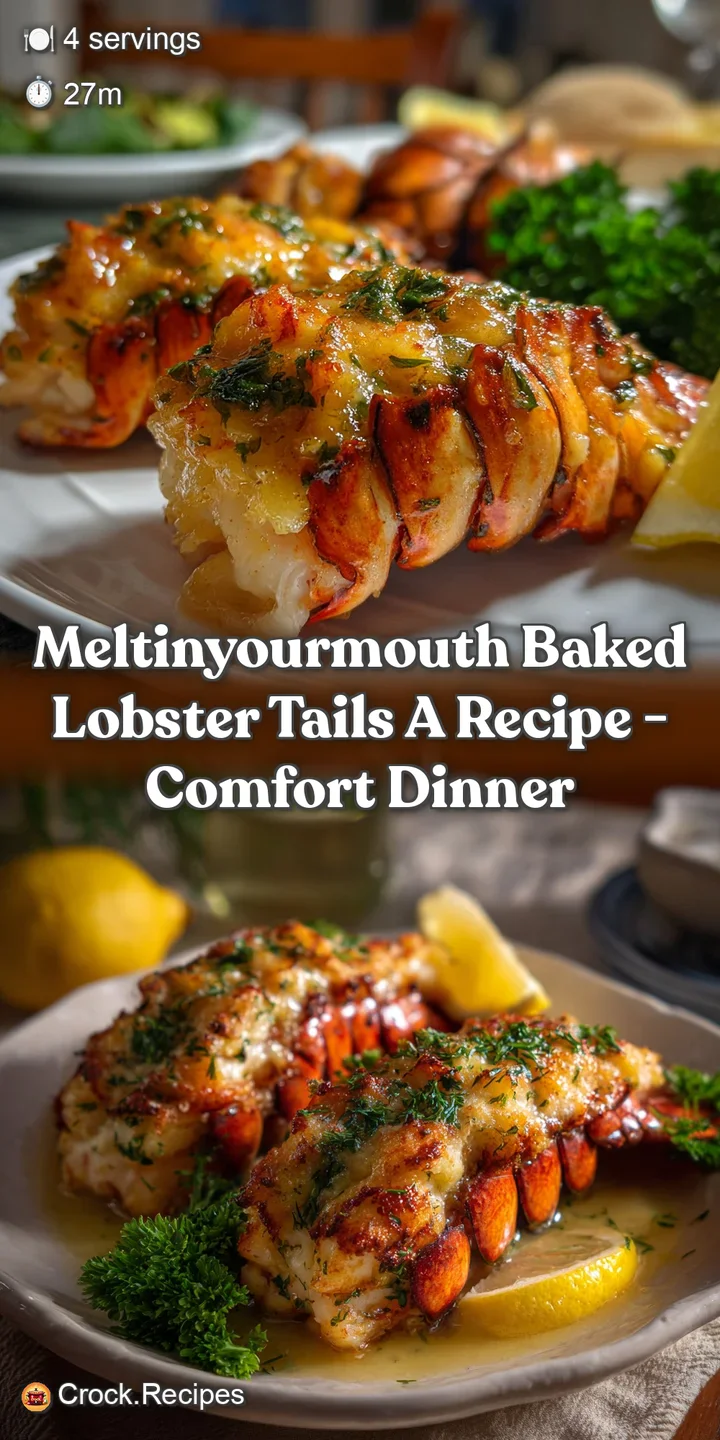 Close-up shot of a baked lobster tail, showcasing the tender, pearly white meat and the rich, golden-brown hue of the shell.