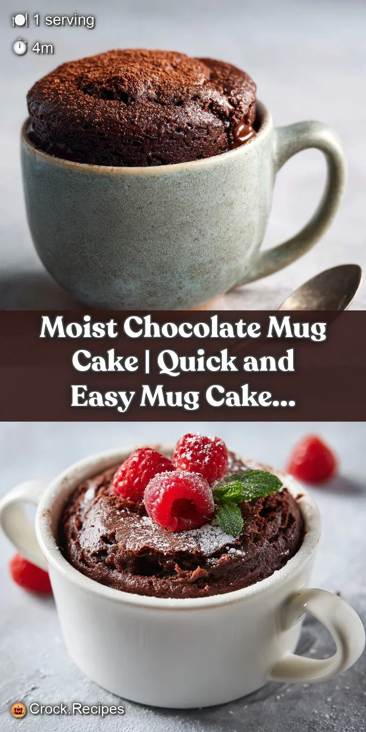 A close-up of a gooey chocolate mug cake, showing its moist, dark crumb and slightly molten center.