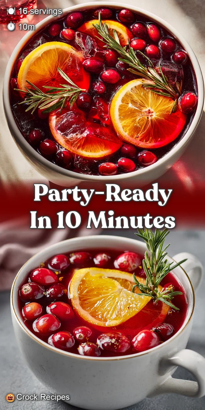 Close-up of chilled Christmas punch. See icy condensation on the glass, vibrant cranberries, and juicy orange slices float...