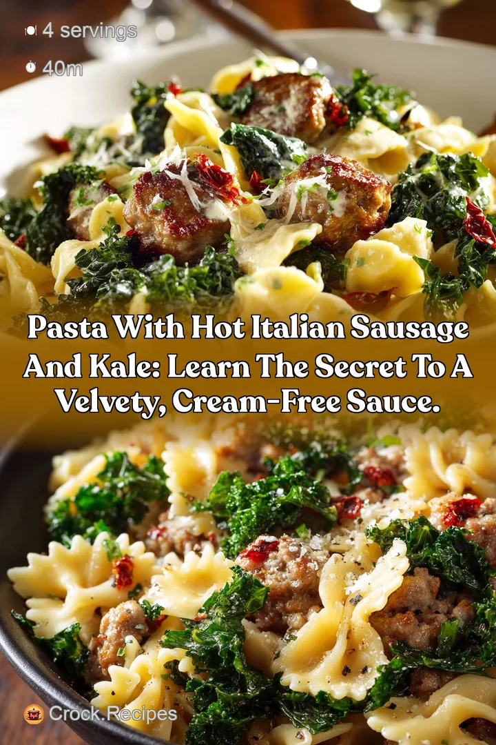 Pasta with Hot Italian Sausage and Kale: Learn the Secret to a Velvety Cream-Free Sauce.