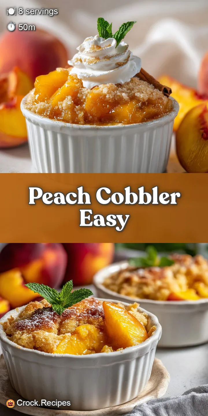 Close-up of a scoop of peach cobbler, highlighting the juicy peaches and flaky, cinnamon-spiced crust. Mouthwatering!