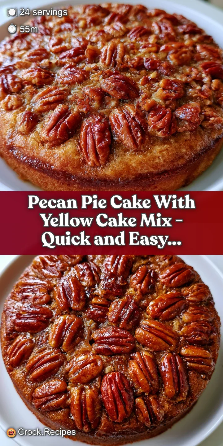 Close-up of crunchy toasted pecans embedded in a thick, glossy caramel glaze on a moist, golden sponge.