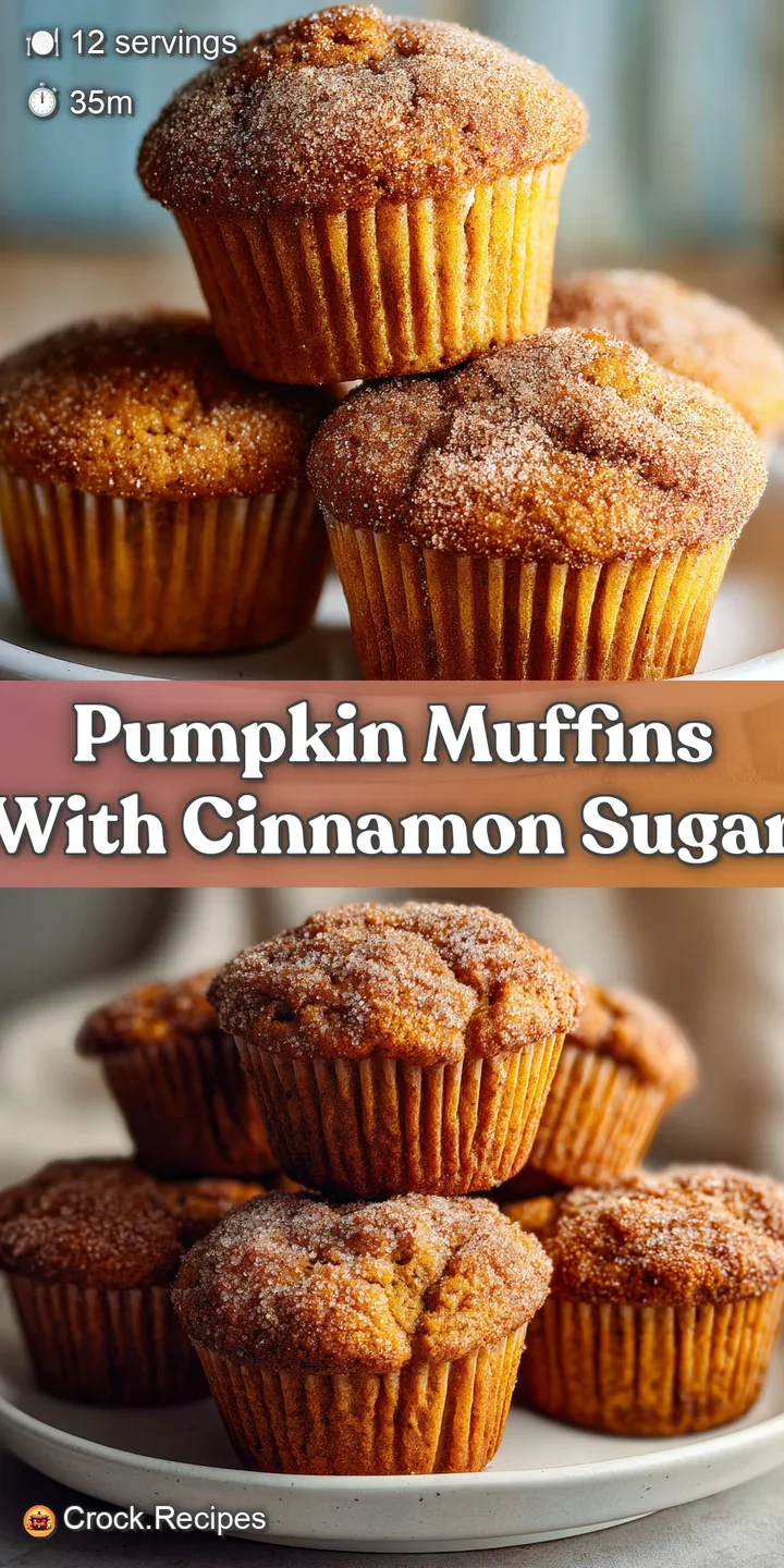 Close-up of a pumpkin muffin, the cinnamon-sugar topping glistening and revealing a soft, moist crumb beneath.