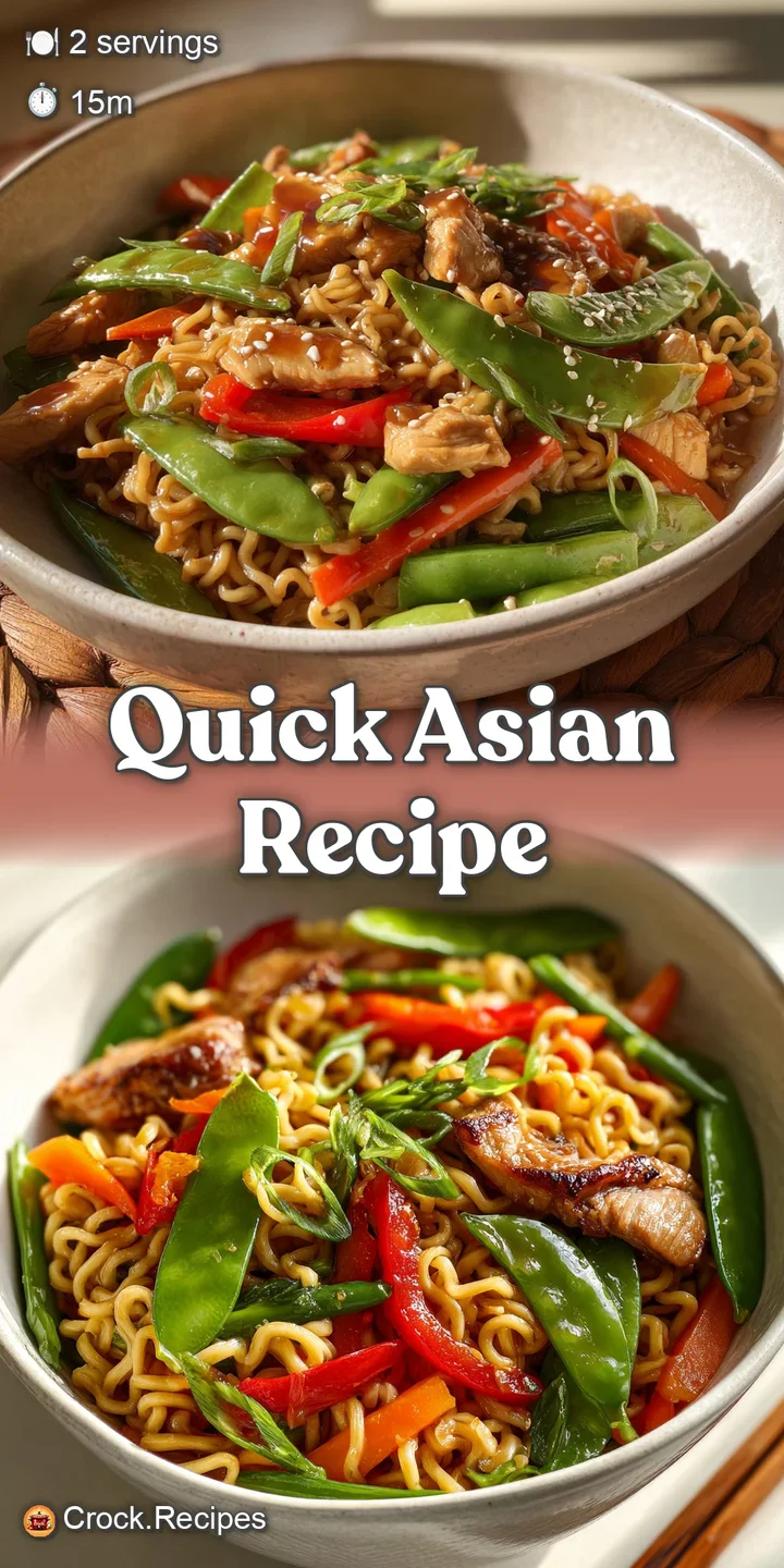 Appetizing, saucy ramen noodles glistening in a close-up shot, mixed with vibrant, crisp vegetables hinting at a savory-sw...