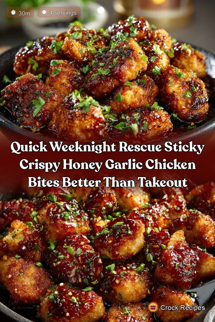 Quick Weeknight Rescue Sticky Crispy Honey Garlic Chicken Bites Better Than Takeout