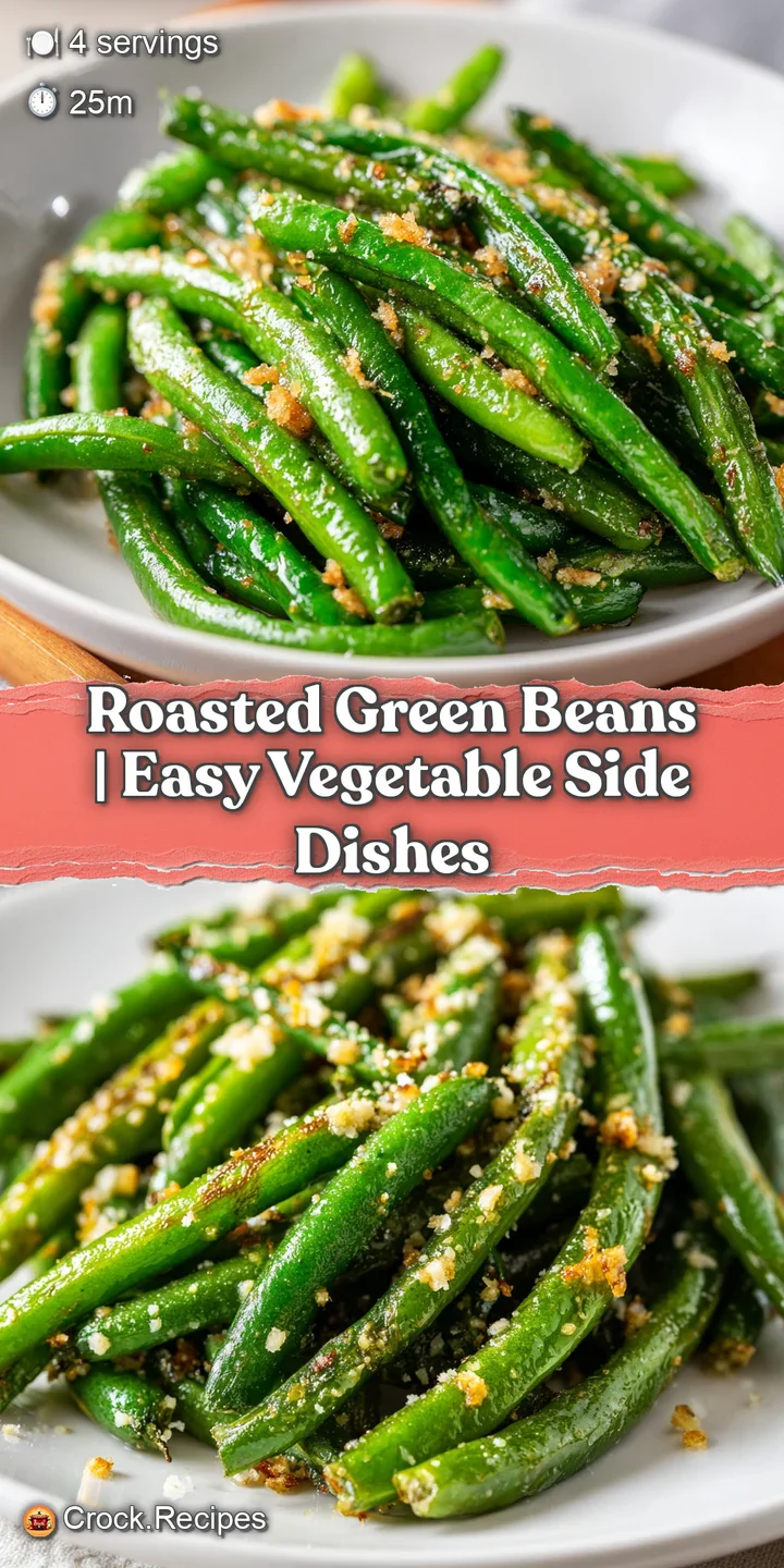 Close-up of glossy, caramelized green beans showing tender textures and aromatic, golden brown toasted garlic bits.