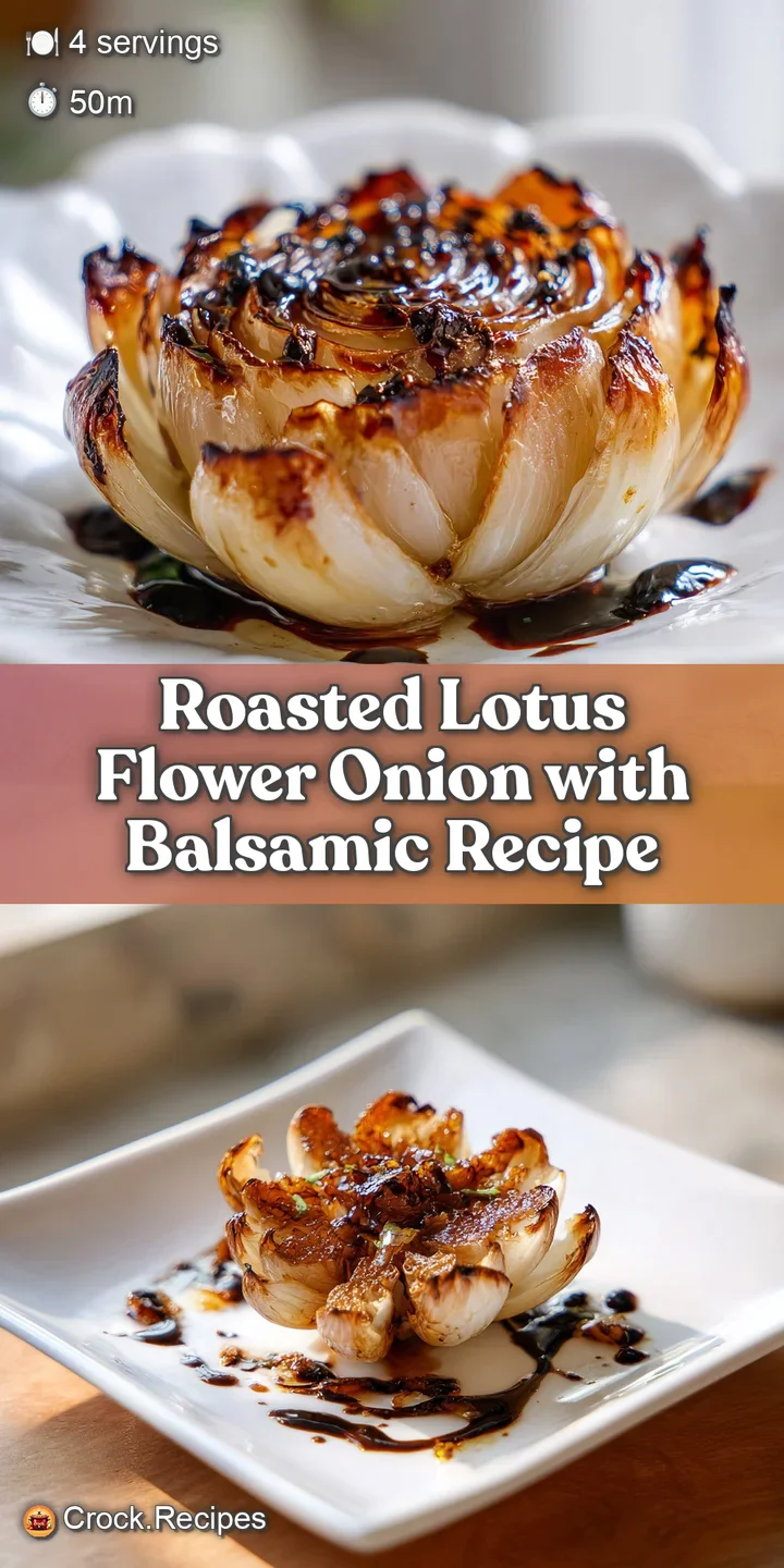 Close-up reveals the tender, slightly charred edges of the roasted onion, enhanced by the syrupy, deep brown balsamic.