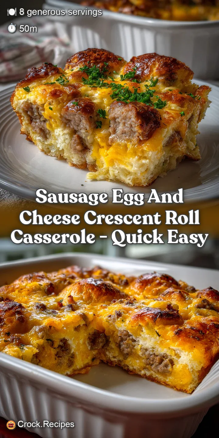 Sausage Egg and Cheese Crescent Roll Casserole - Quick Easy