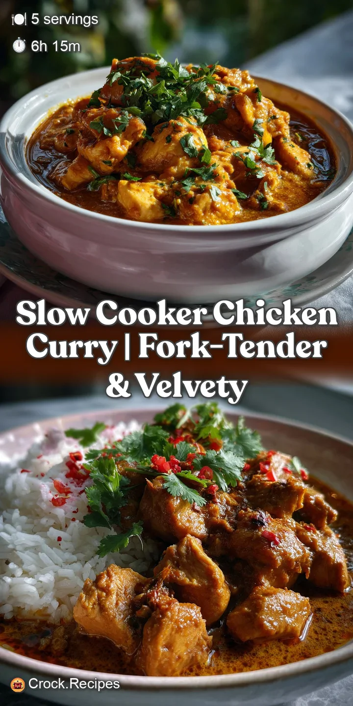 Close-up of a rich, golden curry. Silky coconut sauce coats the chicken, a hint of spice, steam rising, a taste of comfort...