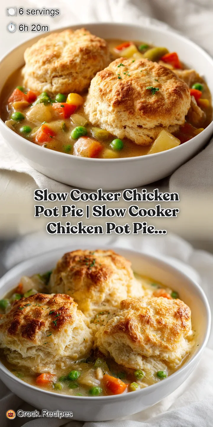 Close-up of flaky golden pastry breaking to reveal steaming, creamy chicken chunks and bright green peas.