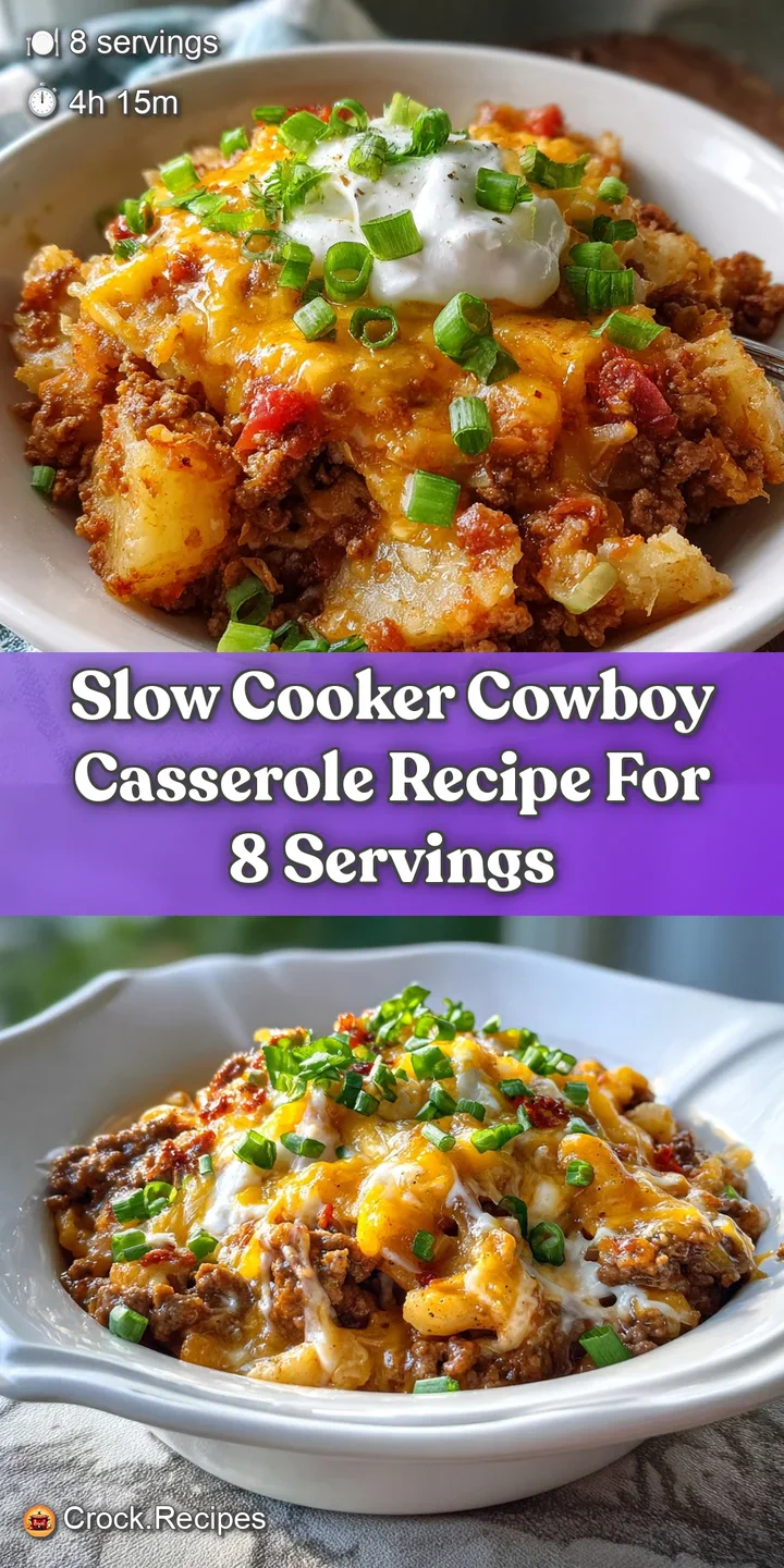 Close-up: bubbling, cheesy cowboy casserole. Rich tomato sauce glistens, inviting forkfuls of tender ground beef and soft ...