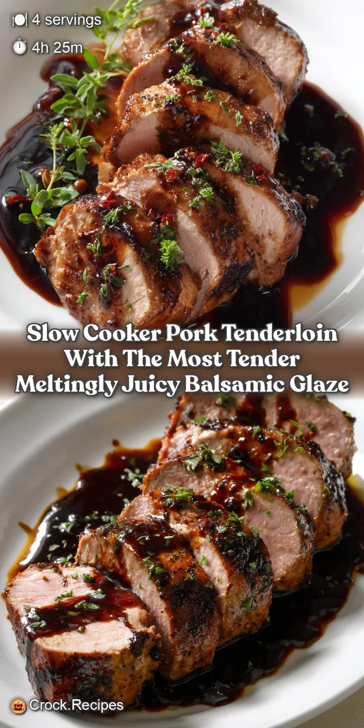Slow Cooker Pork Tenderloin with the Most Tender Meltingly Juicy Balsamic Glaze