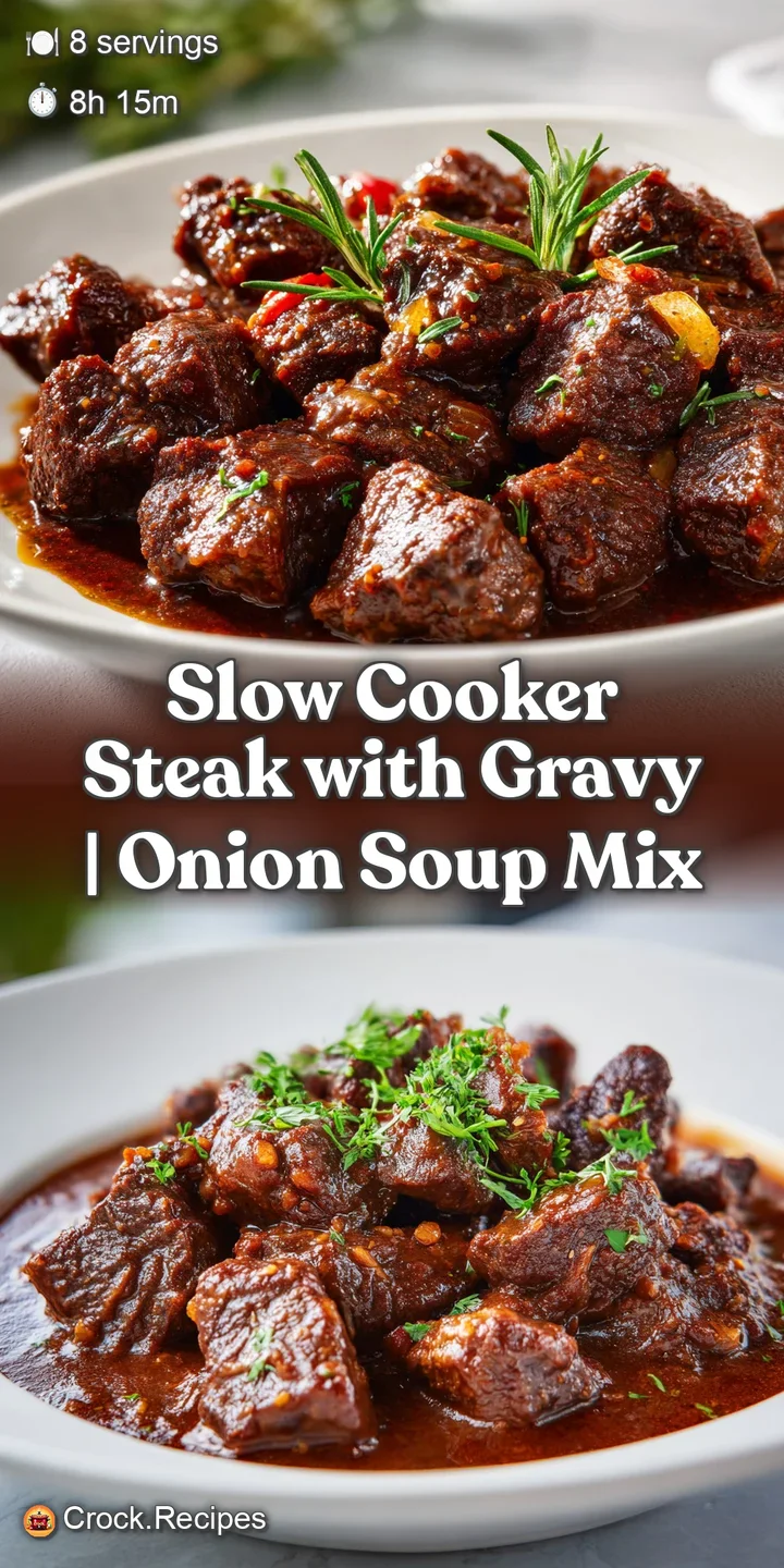 Extreme close-up of tender, juicy beef chunks coated in a glistening brown gravy, showing rich, savory textures.