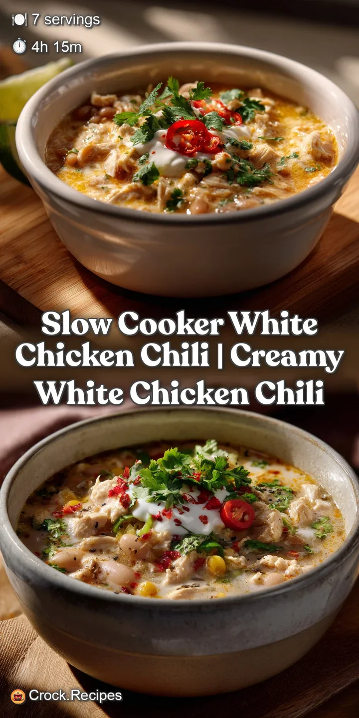 Slow Cooker White Chicken Chili | Creamy White Chicken Chili