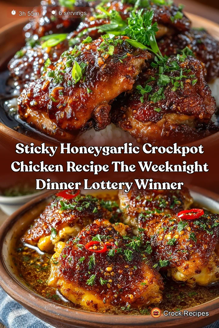 Sticky HoneyGarlic Crockpot Chicken Recipe The Weeknight Dinner Lottery Winner