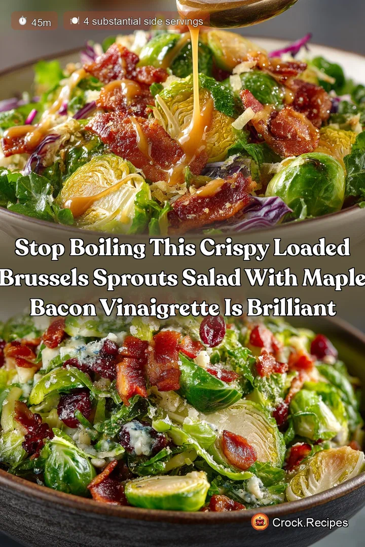 Stop boiling This Crispy Loaded Brussels Sprouts Salad with Maple Bacon Vinaigrette is brilliant