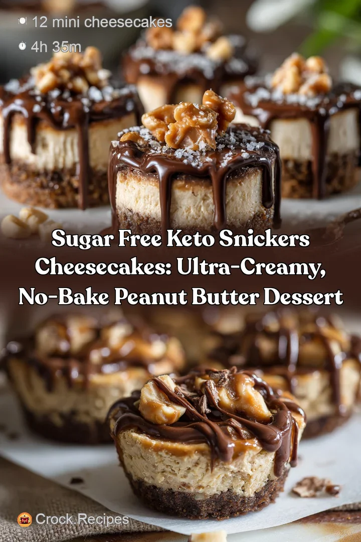 Sugar Free Keto Snickers Cheesecakes: Ultra-Creamy No-Bake Peanut Butter Dessert