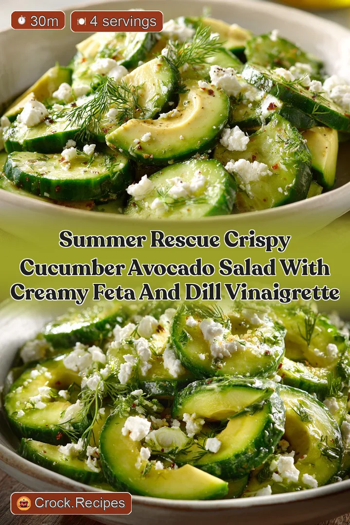 Summer Rescue Crispy Cucumber Avocado Salad with Creamy Feta and Dill Vinaigrette