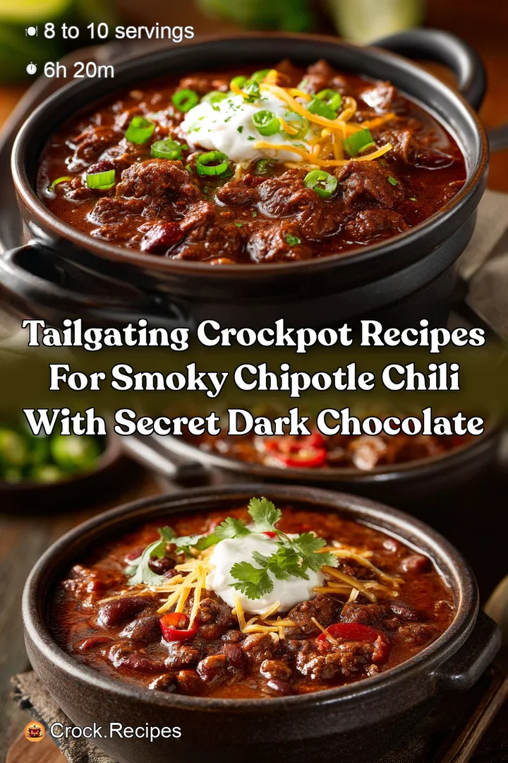 Tailgating Crockpot Recipes for Smoky Chipotle Chili with Secret Dark Chocolate