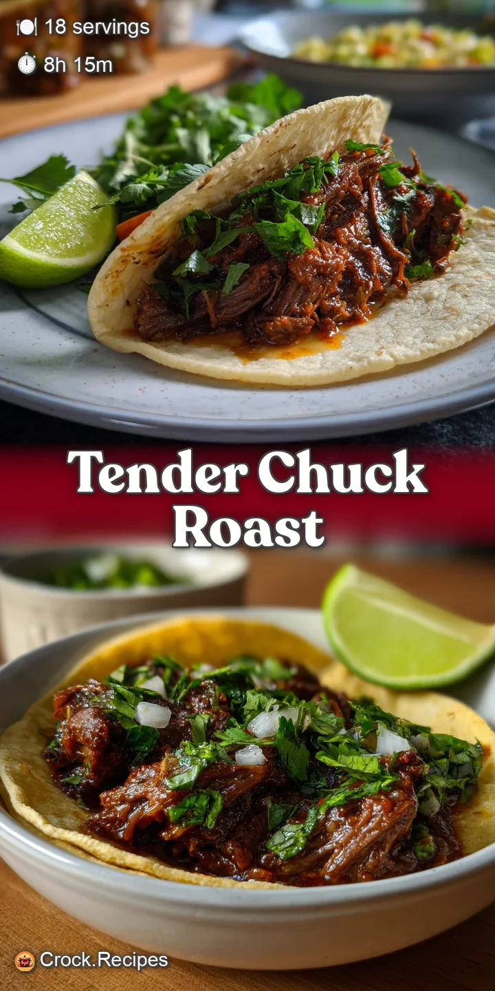 Close-up reveals tender, glistening chipotle pot roast, bursting with flavor. Cilantro and lime offer a zesty, colorful co...