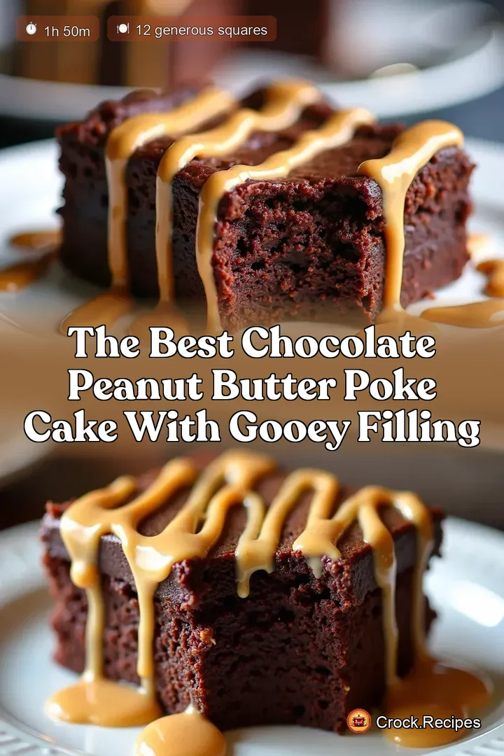 The Best Chocolate Peanut Butter Poke Cake with Gooey Filling