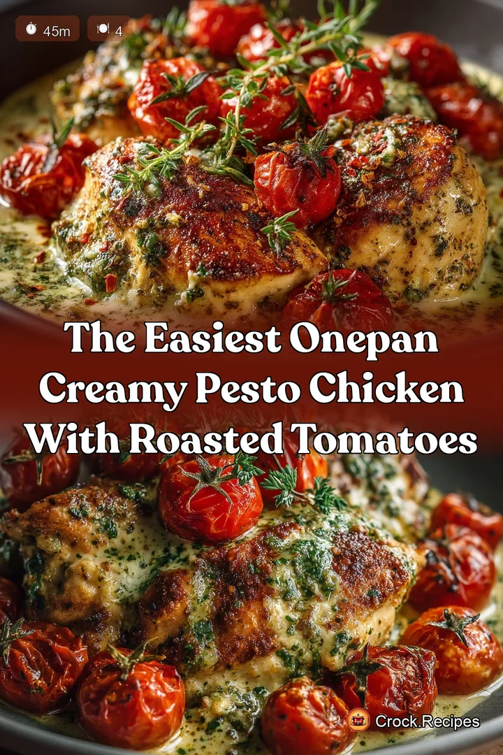 The Easiest OnePan Creamy Pesto Chicken with Roasted Tomatoes