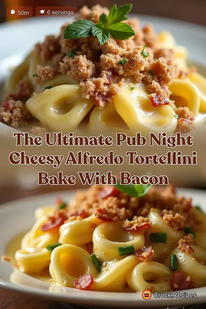 The Ultimate Pub Night Cheesy Alfredo Tortellini Bake with Bacon
