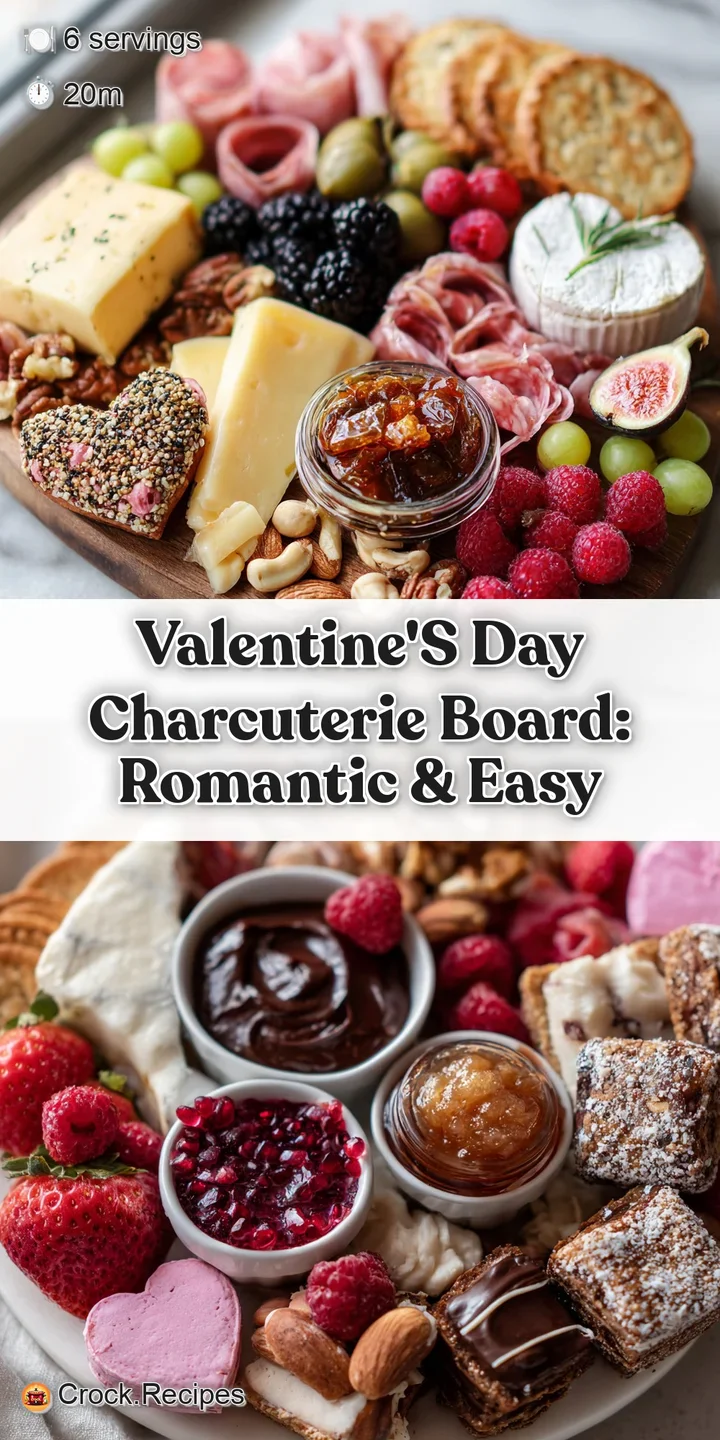 A tempting arrangement of creamy brie, ruby-red strawberries, and savory salami on a romantic Valentine's Day charcuterie ...