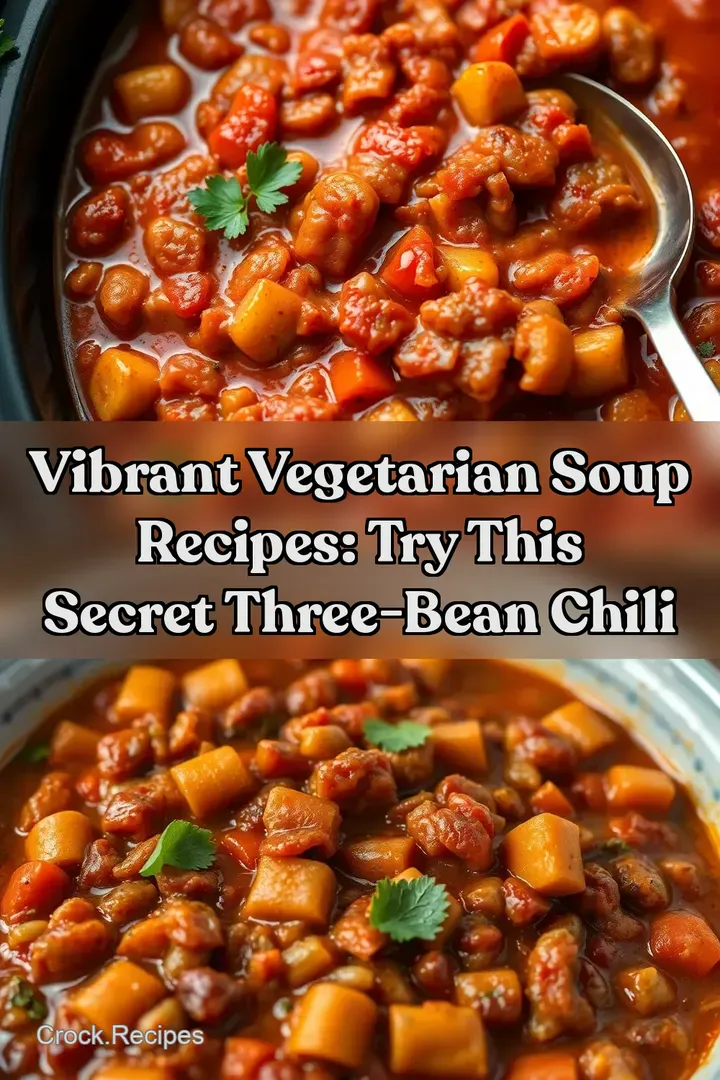 Vibrant Vegetarian Soup Recipes: Try This Secret Three-Bean Chili : PIN FOR LATER Vibrant Vegetarian Soup Recipes: Try This Secret Three-Bean Chili