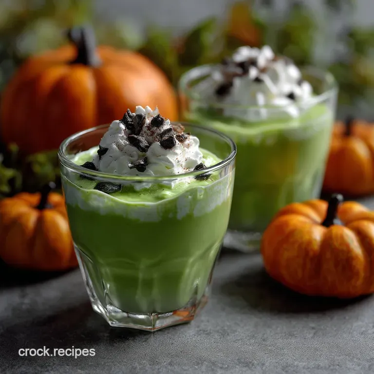 Three colorful layered drinks in tall glasses, styled with themed straws and spooky spider decorations, perfect for a party.