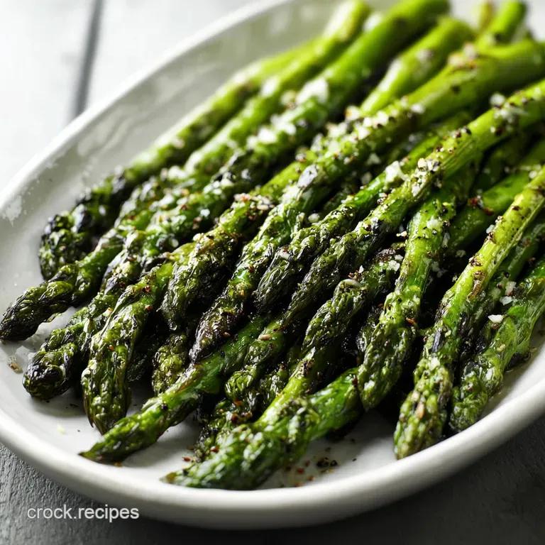 Plated asparagus spears, glistening with olive oil, alongside lemon wedges and a sprinkle of coarse sea salt.