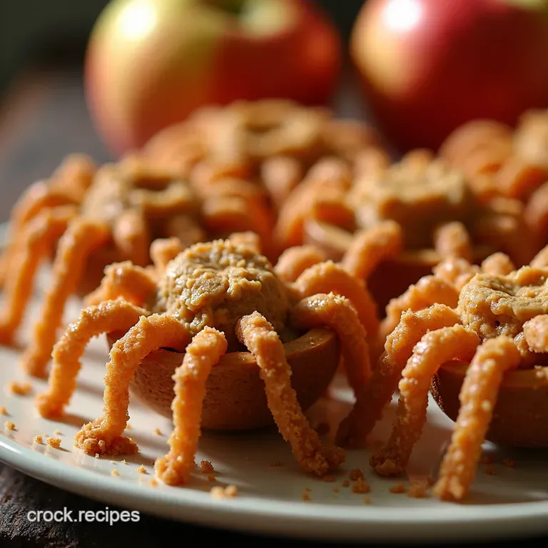 Autumn Apple Spiders SaltySweet Crunch with Peanut Butter Web presentation