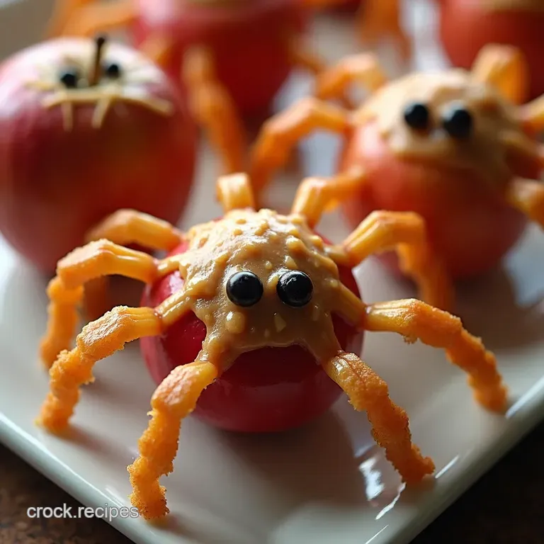 Autumn Apple Spiders SaltySweet Crunch with Peanut Butter Web