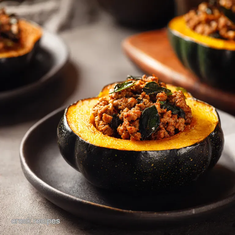 Autumns Bounty Sausage Stuffed Acorn Squash presentation