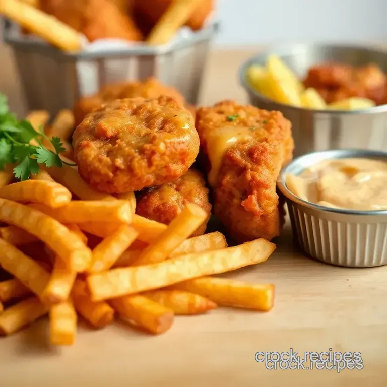 Bake Cheesy Turkey Nuggets with Crispy Fries presentation