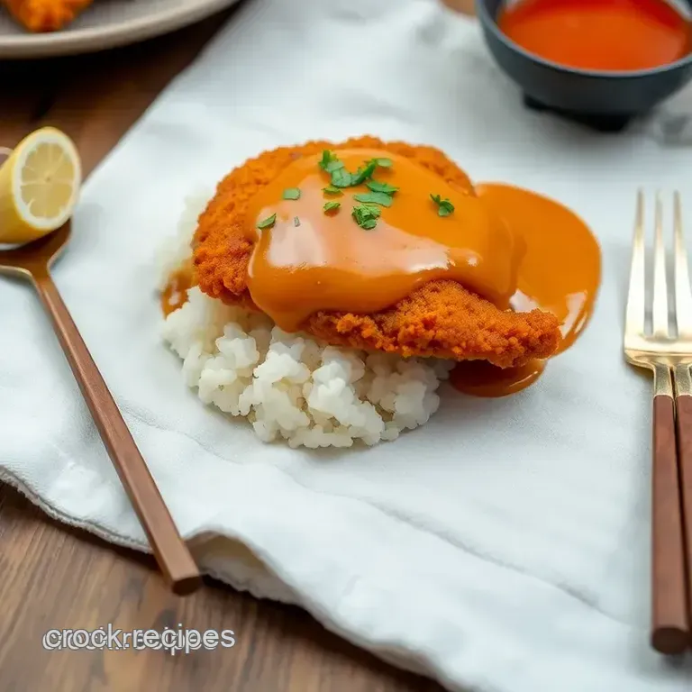Baked Chicken Katsu with Rich Curry Sauce presentation