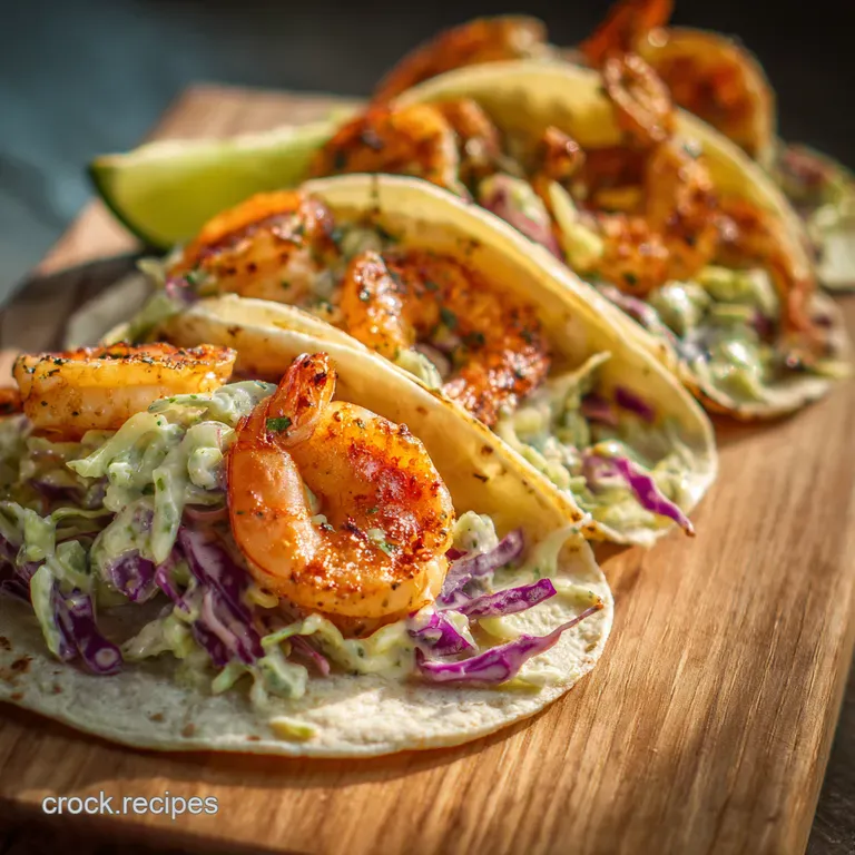 Bangin Baja Shrimp Tacos with Spicy Slaw presentation